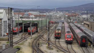 Einfahrtsgruppe Wien Westbahnhof Höhe Rustensteg
